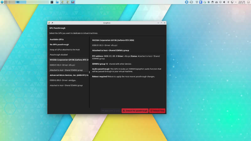 Correlates GPU passthrough configuration with NVIDIA GPU